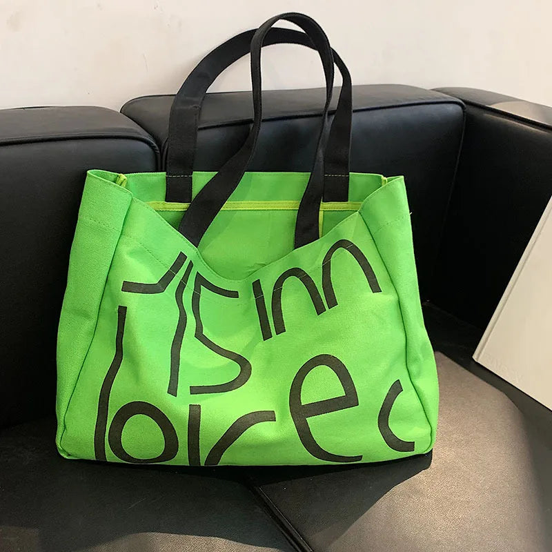 Large Canvas Tote Bag Shopper Handbag - Fold Casual Shopping Bag