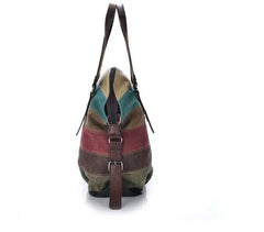 Striped Womens Handbag Rainbow Shoulder Bag Casual Crossbody Bag