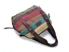 Canvas Striped Womens Handbag Rainbow Shoulder Bag
