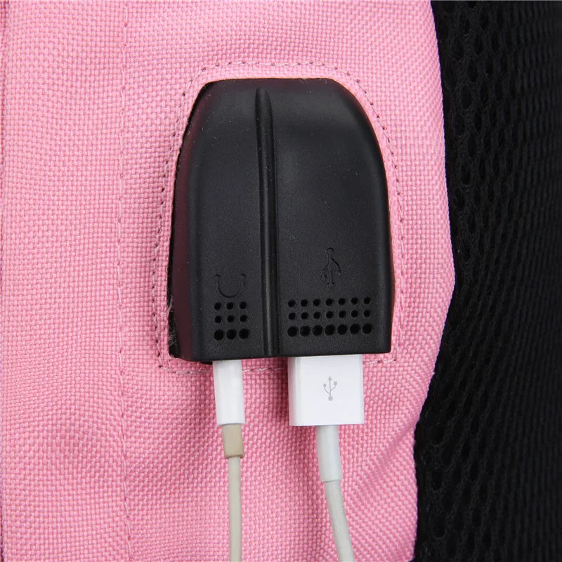 Canvas USB Chargeable School Bags For Girls Teenagers Backpack Bookbags