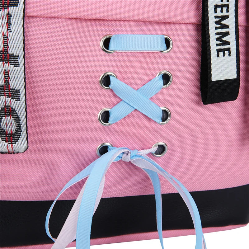 Canvas USB Chargeable School Bags For Girls Teenagers Backpack Bookbags