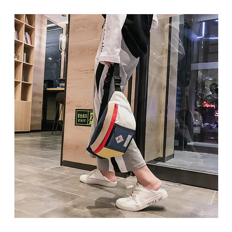 Canvas Waist Bag Men Unisex Waist Belt Bag Men Fanny Pack Casual