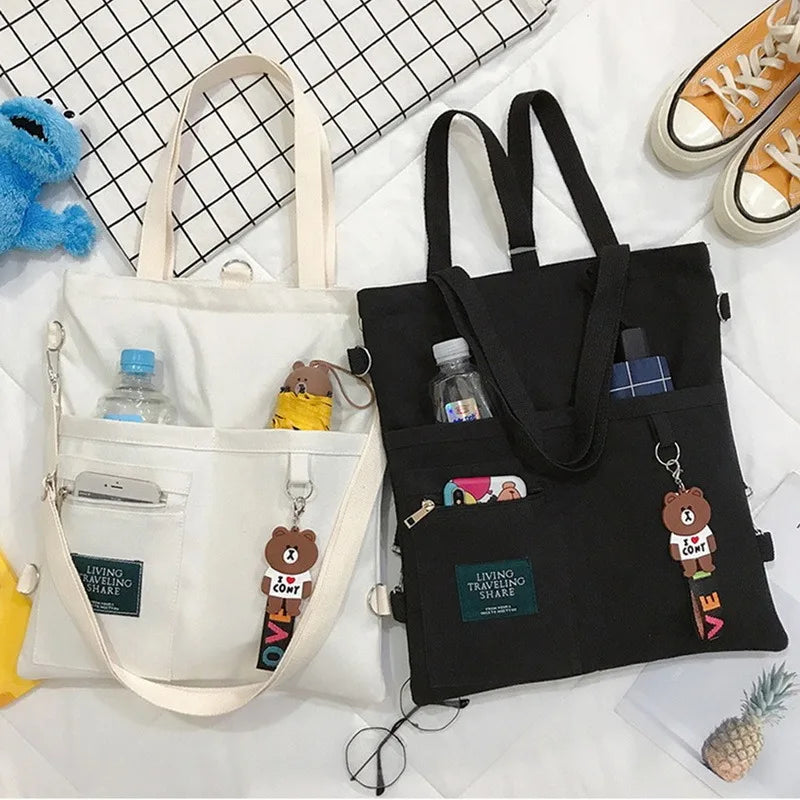 Canvas Shoulder Bag Large Capacity Folding Tote Bag
