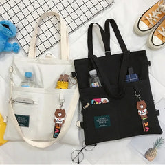 Canvas Shoulder Bag Large Capacity Folding Tote Bag