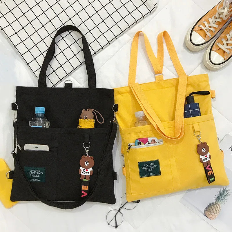 Canvas Shoulder Bag Large Capacity Folding Tote Bag