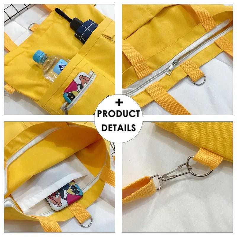 Canvas Shoulder Bag Large Capacity Folding Tote Bag