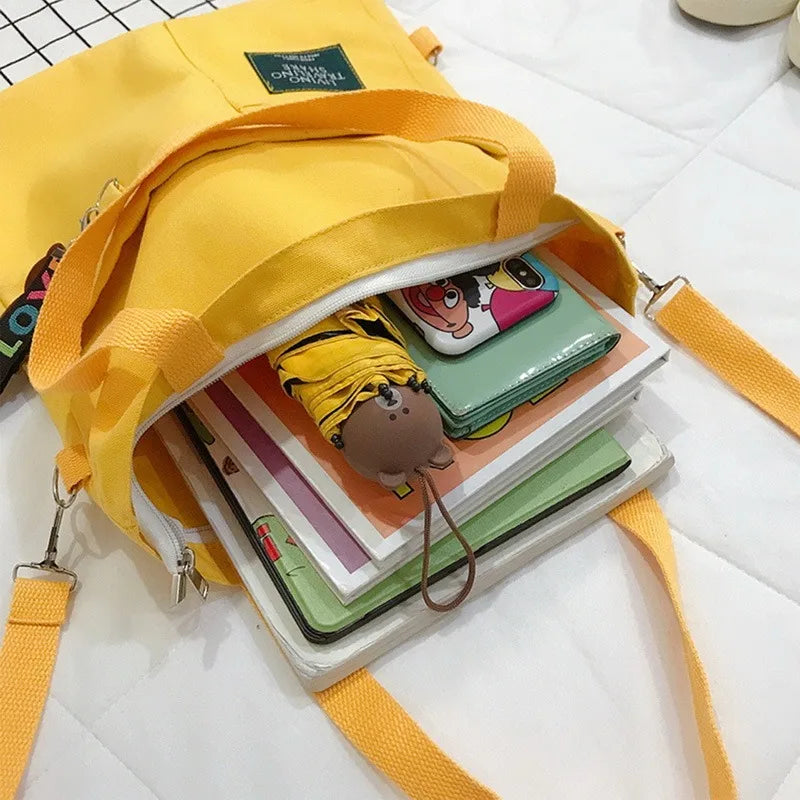 Canvas Shoulder Bag Large Capacity Folding Tote Bag