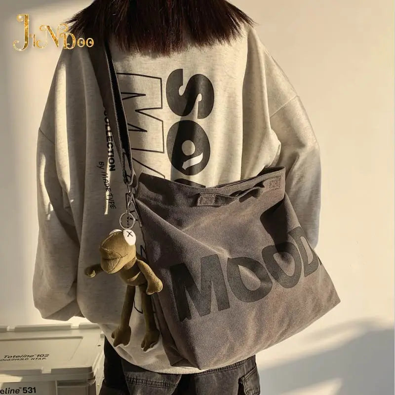 Canvas Women Messenger Bag Vintage Shoulder Satchels Harajuku Hip Hop