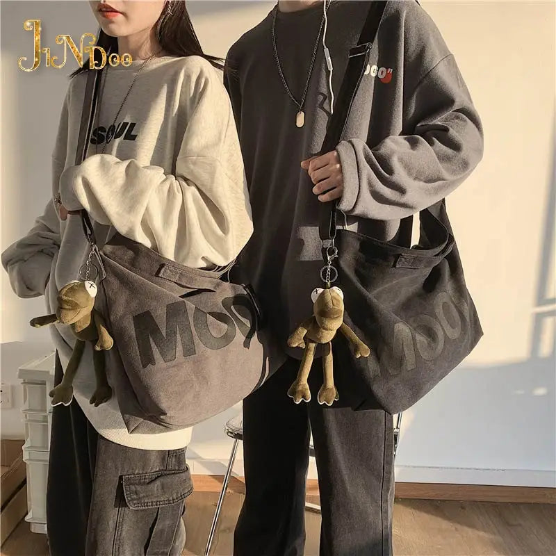 Canvas Women Messenger Bag Vintage Shoulder Satchels Harajuku Hip Hop