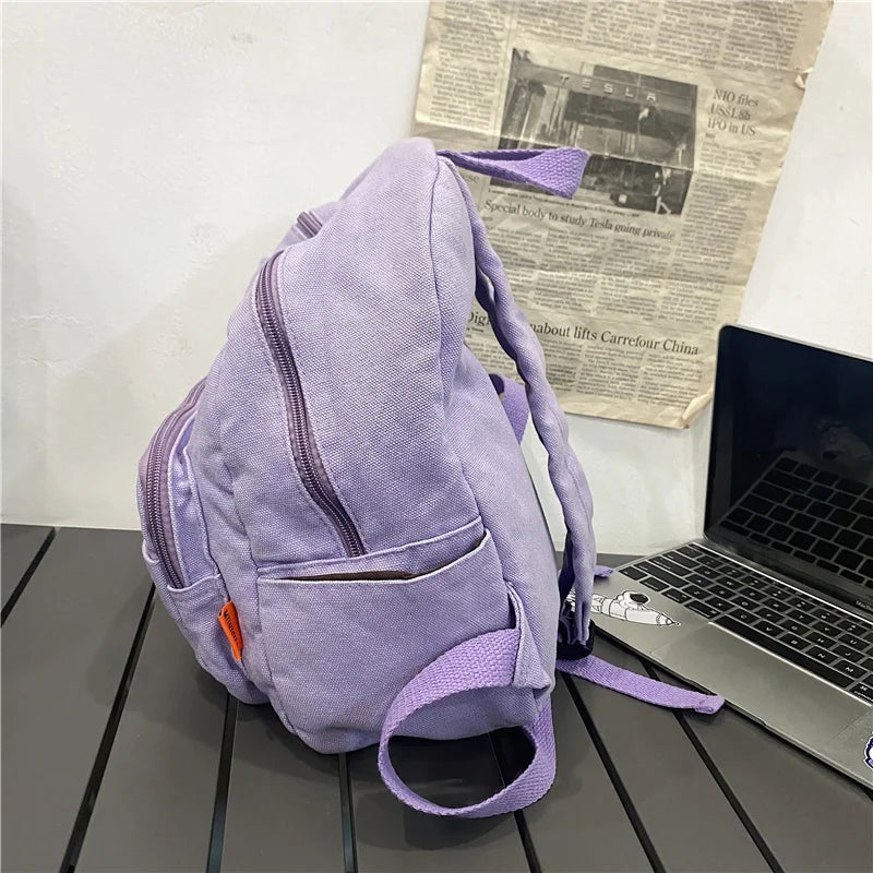 Canvas Women Small Backpack Vintage School Mini Backpack