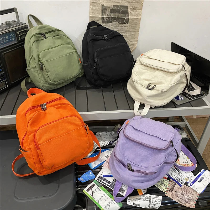Canvas Women Small Backpack Vintage School Mini Backpack
