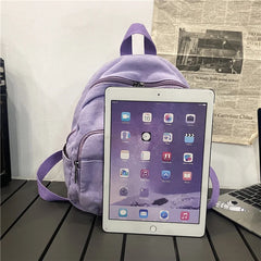 Canvas Mini Backpack Vintage Feminina School Bagpack Zipper Solid Girl