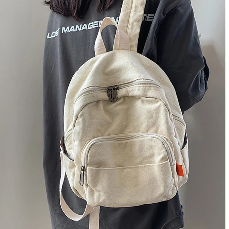 Canvas Small Backpack Vintage School Mini Backpack