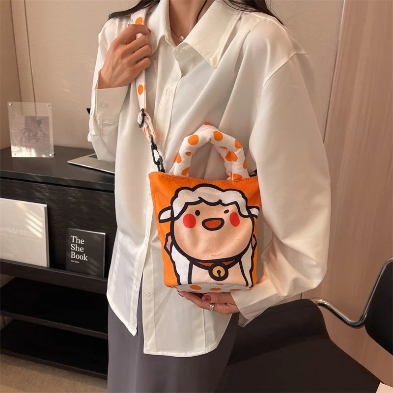 Canvas Women's Bag Print Handbag Cartoon Graffiti Crossbody Bags