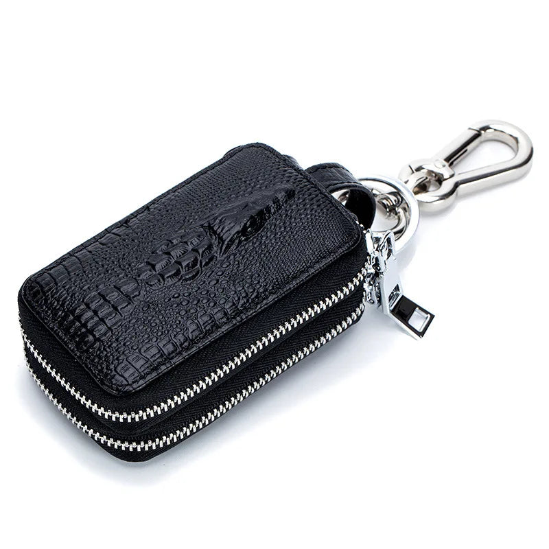 Leather Key Case for Men and Women, Large-capacity Double-layer Key Storage Bag
