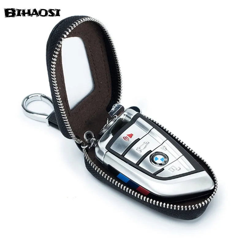 Universal Leather Car Key Bag - Transparent Key Chain