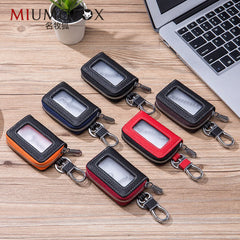 Leather Car Key Case Holder Waist Hanging Keychain Multifunction Bag