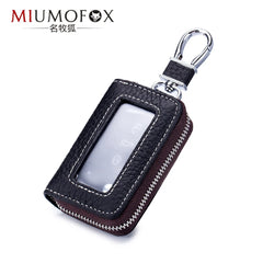 Leather Car Key Case Holder Waist Hanging Keychain Multifunction Bag