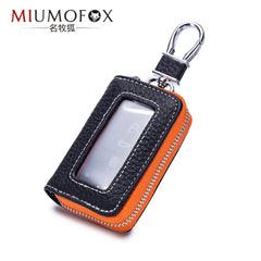 Leather Car Key Case Holder Waist Hanging Keychain Multifunction Bag