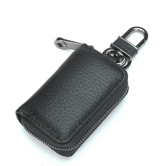 Mini Leather Key Holder with Zipper Closure