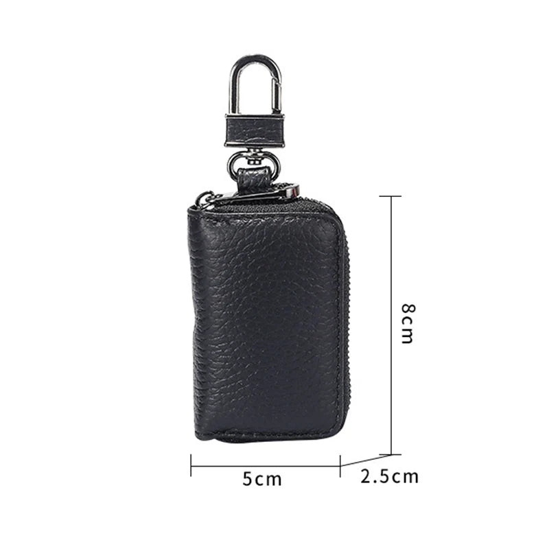 Mini Leather Key Holder with Zipper Closure