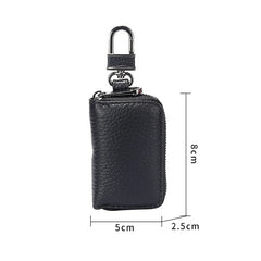 Mini Leather Key Holder with Zipper Closure