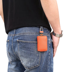 Mini Leather Key Holder with Zipper Closure