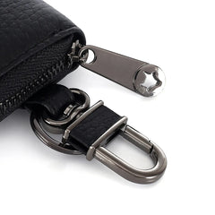 Mini Leather Key Holder with Zipper Closure