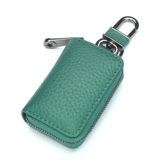 Mini Leather Key Holder with Zipper Closure