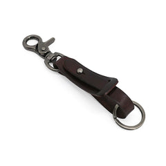 Leather Car Keychain for Men Vintage Key Ring Holder