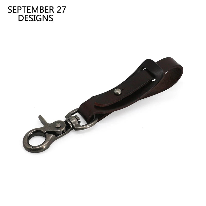 Leather Car Keychain for Men Vintage Key Ring Holder