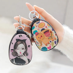 Cute Cartoon Car Key Bag Set for Women Compact Storage