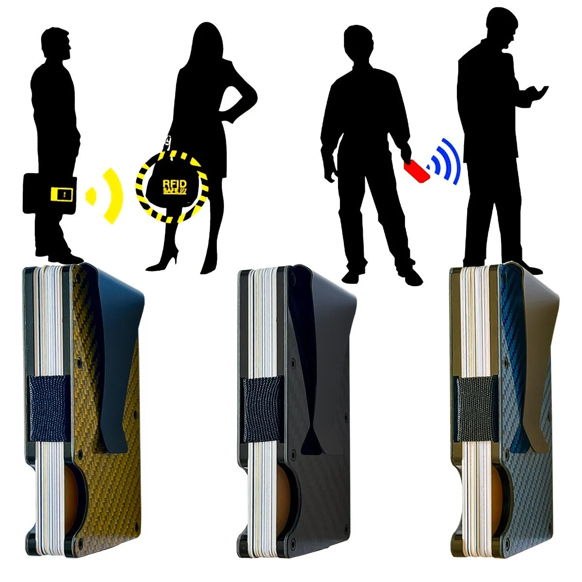 RFID Carbon Fiber Aluminum Money Clip Wallet for Men