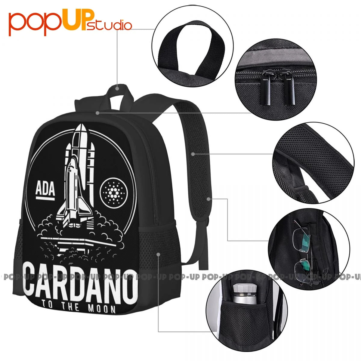 Cardano To The Moon-Btc Ada-Bitcoin Backpack Large Capacity