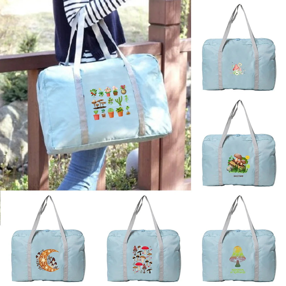 Foldable Grocery Organizer Mushroom Duffle Handbag