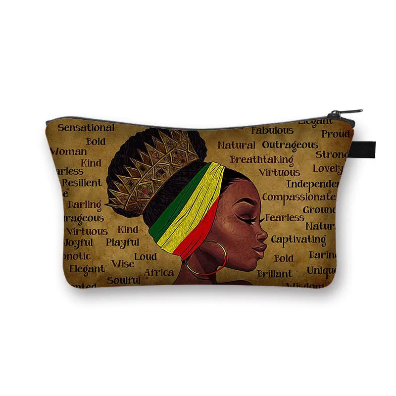 Afro Girls Pattern Cosmetic Bag - God Says You Are