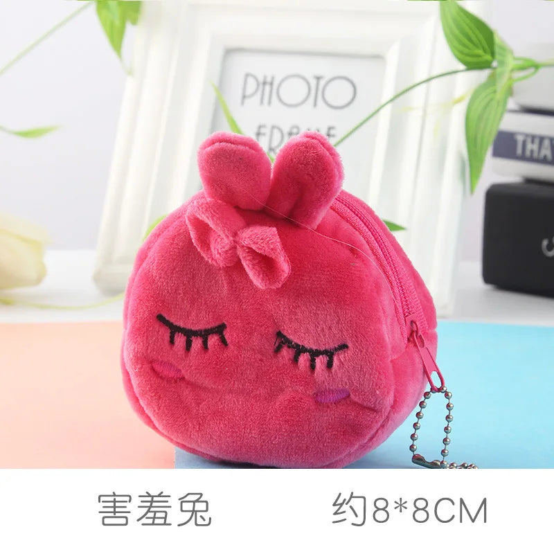 Cartoon Animal Boys Plush Coin Purse Zipper Coin Bags - Mini Handbag Gift