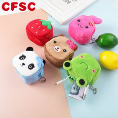 Cartoon Animal Boys Plush Coin Purse Zipper Coin Bags - Mini Handbag Gift