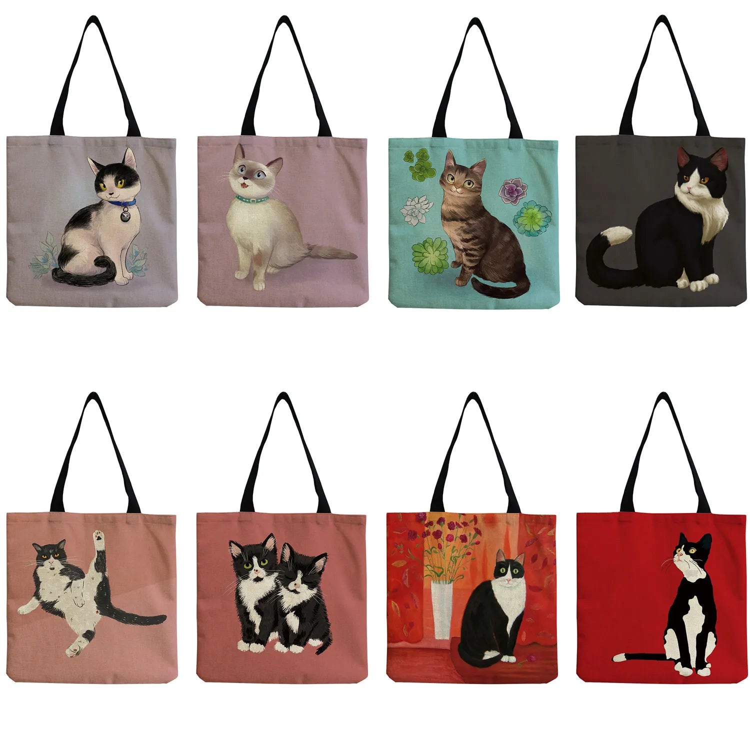 Cartoon Animal Printed Cat Female Shopping Bag Women Shoulder Bag