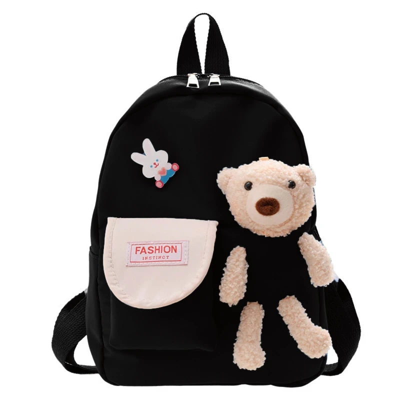 Cartoon Bear Canvas School Bags For Gilr Kids Kindergarten SchoolBags