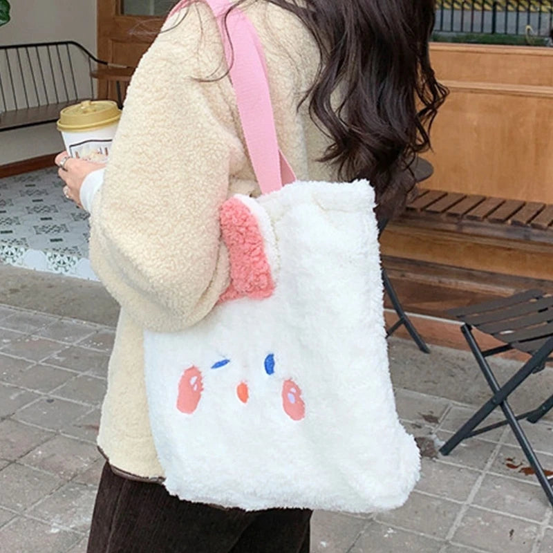 Fluffy Cartoon Bear Rabbit Plush Shoulder Bag