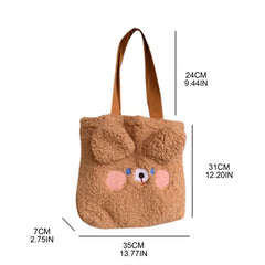 Fluffy Cartoon Bear Rabbit Plush Shoulder Bag
