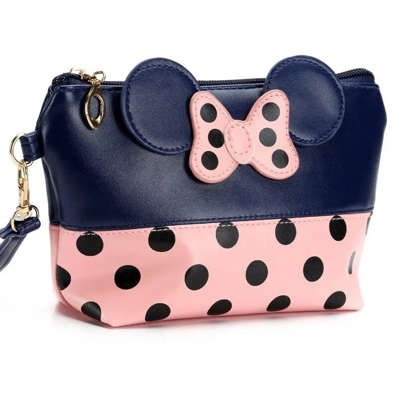 Cartoon Bow Cosmetic Bag Zipper Hand Make Up Handbag Organizer