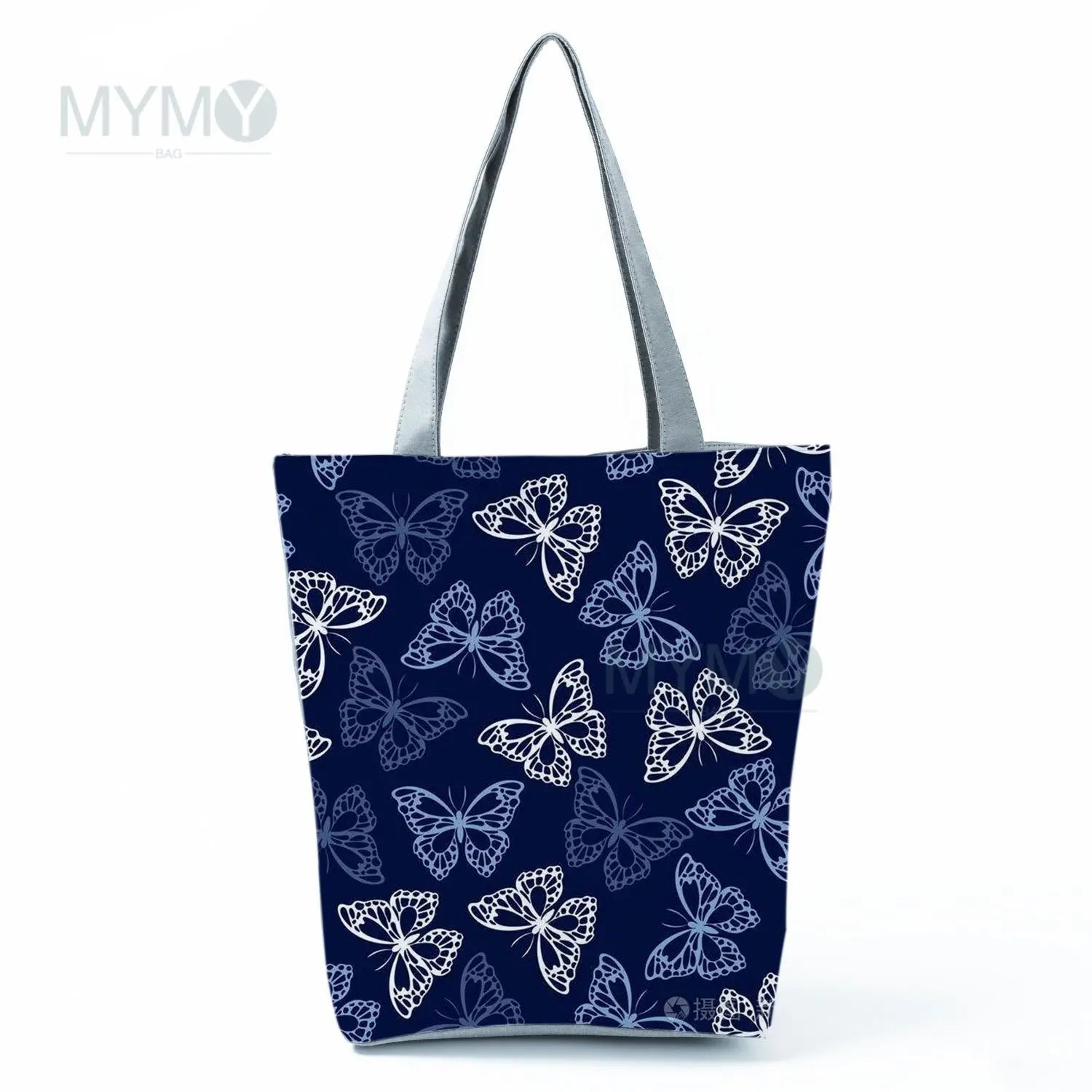 Cartoon Butterfly Flowers Print Handbag Eco Friendly High Capacity