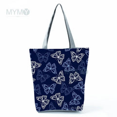 Cartoon Butterfly Flowers Print Handbag Eco Friendly High Capacity