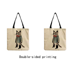 Cartoon Cat Travel Eco Shoulder Bag Portable High Capacity Beach Tote Bag