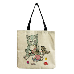 Cartoon Cat Travel Eco Shoulder Bag Portable High Capacity Beach Tote Bag