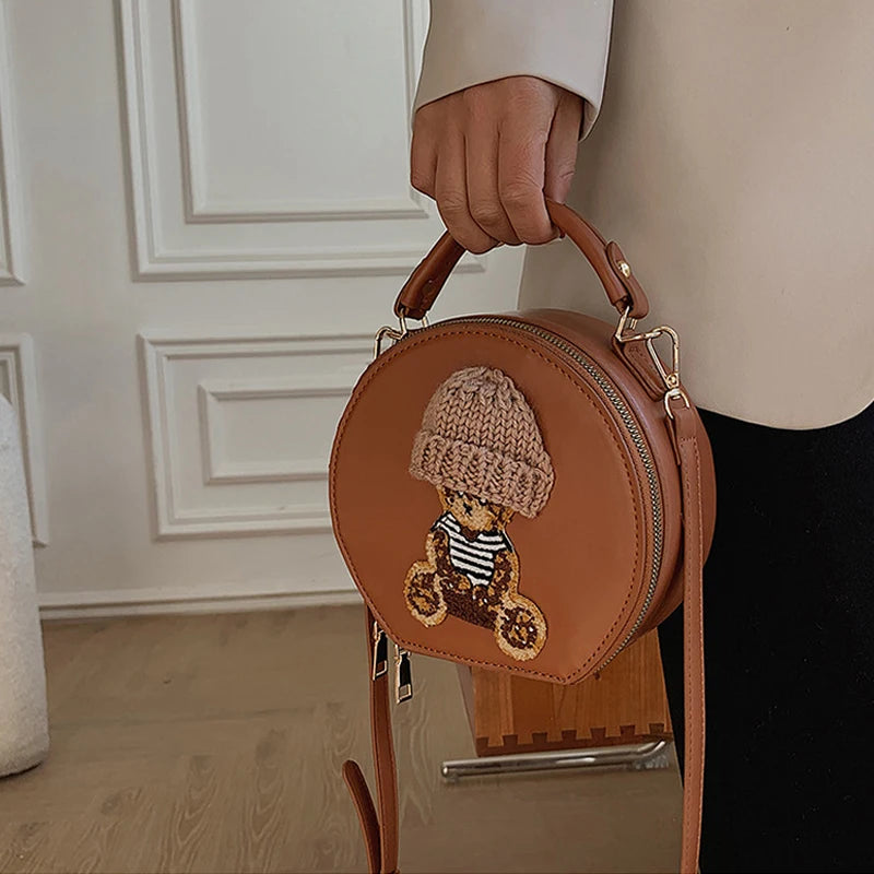 Bear Crossbody Bag for Women Small Round Shoulder Bag