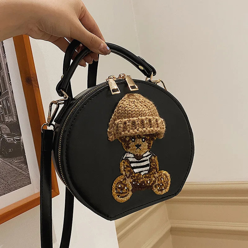 Bear Crossbody Bag for Women Small Round Shoulder Bag