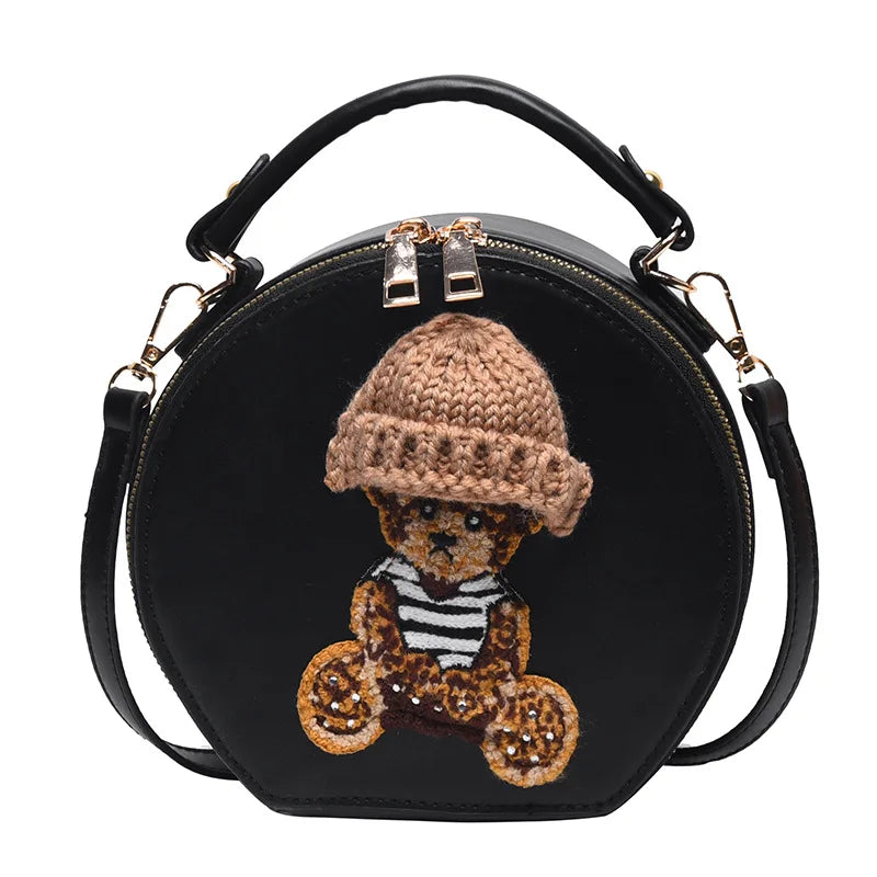 Bear Crossbody Bag Vintage Leather Shoulder Bag